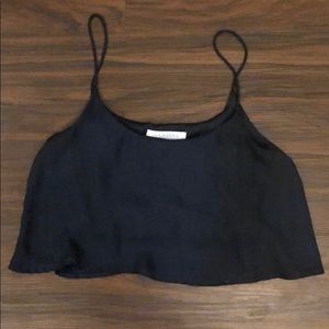 LUCY LOVE Navy Silk Crop Top